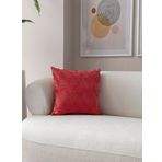 BUGİ HOME COLLECTİON Ritim Desenli Punch İşlemeli Keten Yastık Kılıfı, Dekoratif Kırlent Kılıfı 43 x 43 CM (Kırmızı)