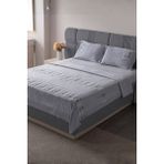 Bugi Home Collection Zen Baklava Desen Çift Kişilik Nakışlı Yatak Örtüsü Seti Şönil Kumaş Punch Nakışlı 240X260CM - Gri - 240 x 260 cm