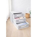 buğlem collection 3 Çekmeceli Kumaş Dolap İçi Organizer – Katlanabilir Gri Çizgili Çok Amaçlı Saklama Kutusu