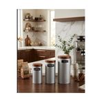 Buğra Home BAMBU GÖRÜNÜMLÜ METAL GRİ 3'LÜ ŞEKER&KAHVE&ÇAY KAVANOZ SETİ