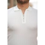Buğrahayalin Erkek Fermuar Yakalı Kısa Kollu Tişört - Beyaz - 2XL