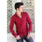 buğrahayalin Erkek Günlük Desenli Slim Fit Gömlek - Bordo