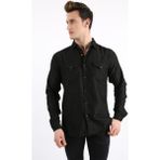 buğrahayalin Erkek Günlük Kadife Gömlek - Siyah - 2XL