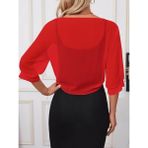 Buğrahayalin Kadın Truvakar Kollu Önden Bağlamalı Kısa Şifon Bolero Ceket - L - XL - Kırmızı