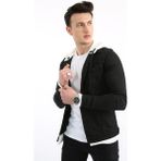 buğrahayalin Kapüşonlu Alttan Çıkmalı Düğmeli Erkek Spor Günlük Kot Ceket - 2XL - Siyah