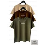 Buğraterzimoda Brooklyn Baskılı Unisex Kahverengi-haki-bej (bol Kalıp) Oversize 3'lü T-shirt Paketi