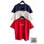 Buğraterzimoda Brooklyn Baskılı Unisex Lacivert-kırmızı-beyaz (bol Kalıp) Oversize 3'lü T-shirt Paketi