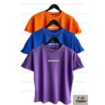 Buğraterzimoda Brooklyn Baskılı Unisex Mor-saks Mavisi-turuncu (bol Kalıp) Oversize 3'lü T-shirt Paketi