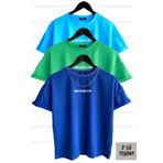 Buğraterzimoda Brooklyn Baskılı Unisex Saks Mavisi-yeşil-açık Mavi (bol Kalıp) Oversize 3'lü T-shirt Paketi