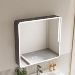 Buğu Çözücü ile LED Banyo Aynası Dolabı Duvara Monte Gri 70 cm Depolama Çözümü Modern Banyolar için Buğu Önleyici Teknoloji Şık ve Fonksiyonel Tasarım