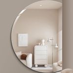 Buğu Önleyici Banyo Aynası, 3 Renk, Çok Fonksiyonlu LED Duvar Aynası, Retro Yarım Daire Tasarım, Patlamaya Dayanıklı, Yatak Odası İçin Mükemmel (Sağ Kesim, 120cm) (Sağ Kesim 110cm)