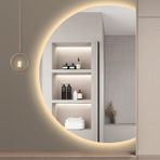 Buğu Önleyici Büyük Yarım Daire Banyo Aynası, Boy Aynası, 3 Farklı Renk Seçeneği, Makyaj Masası, Salon, Yatak Odası İçin Mükemmel (Sağ Kesim, 51x35 İnç) (Sağ Kesim 51x35 inç)