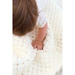 Bugula Bebek Battaniyesi Panduf 2’li SET 100x100cm Beyaz Unisex El Yapımı Yenidoğan Alize Puffy İp OEKO TEX Sertifika - 100 x 100 cm