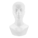 BUGUUYO Mannequin Head: Şapka Peruk Ve Maske Için Köpük Erkek Başı Gösterimi - Fotoğrafçılık Ve Sahne Performansları Için Sabit Tabanlı Beyaz Köpük Model