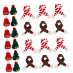 BUGUUYO Mini Noel Baba Noel Örgü Şapka Eşarp Noel Örgü Şapka Seti Ağaç Duvar Dekoru için Minyatür Süsler Şişesi Kapakları