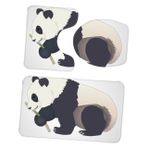 BUGUUYO Panda Tuvalet Halısı Seti 3lü Banyo Paspasları Klozet Matı Kapak Örtüsü Emici Olmayan Şık Banyo Aksesuarı (75x45cm)