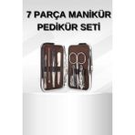 Buğz Manikür Pedikür Seti 7 Parça Tırnak Makası Kaş Makası Cımbız Çantalı