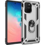 Buğz Samsung Galaxy A91 / S10 Lite Kılıf Sofya Yüzüklü Silikon Kapak - Gümüş