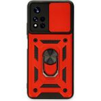 Buğz Xiaomi Poco M4 Pro 5g Kılıf Pars Lens Yüzüklü Silikon - Kırmızı