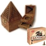 Buhana Elite Ahşap Konik Buhur Tütsü Kutusu Büyükboy ve 1 Paket (10 Adet) Rahatlatıcı Etki ile Doğal Aroma