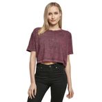 Build Your Brand Acid Washed Cropped Tee Berry Black Kadın T-shirt