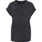 Build Your Brand Ladies Acid Washed Extended Shoulder Tee Gri Siyah Kadın T-Shirt