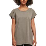 Build Your Brand Ladies Acid Washed Extended Shoulder Tee Koyu Haki Kadın T-Shirt