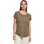 Build Your Brand Ladies Long Slub Tee Kısa Kollu Zeytin Kadın T-shirt