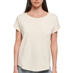 Build Your Brand Long Slub Tee Kısa Kollu Beyaz Kum Kadın T-shirt