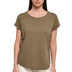 Build Your Brand Long Slub Tee Kısa Kollu Zeytin Kadın T-shirt