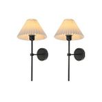 Buiva Modern Tasarım Umbrella Aplik 2 Adet Eskitme Gold Gövde Krem Abajur Şapka Elektrikle Çalışan Siyah