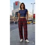 Bukadınca Ekose Pijama Altı Süet - 2XL - 003-Kırmızı