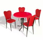 Buket - Aşk-I Derun Mutfak Masa Takımı - Yuvarlak 80Cm Çap (Werzalit, Wermodin Ve Allzalit Tabla) - Kırmızı-Kırmızıderi