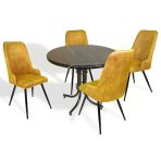 Buket - Çırağan Mutfak Masa Takımı - Yuvarlak 90Cm Çap (Werzalit, Wermodin Ve Allzalit Tabla) - Royal Mermer-Sarı