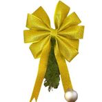 BUKIRO Simli Büyük Fiyonk Dekor Yılbaşı Çam Ağacı Süs Fiyonk Buyuk simli dekoratif fiyonk 35x25 Cm (Altın)