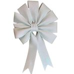 BUKIRO Simli Büyük Fiyonk Dekor Yılbaşı Çam Ağacı Süs Fiyonk Buyuk simli dekoratif fiyonk 35x25 Cm (Beyaz)