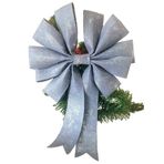 BUKIRO Simli Büyük Fiyonk Dekor Yılbaşı Çam Ağacı Süs Fiyonk Buyuk simli dekoratif fiyonk 35x25 Cm (Gümüş)