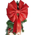 BUKIRO Simli Büyük Fiyonk Dekor Yılbaşı Çam Ağacı Süs Fiyonk Buyuk simli dekoratif fiyonk 35x25 Cm (Kırmızı)