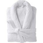 Bukle Bornoz, Şal Yaka Bornoz ,%100 Pamuklu Kadın / Erkek Unisex Bornoz - 2XL - Beyaz