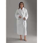 Bukle Bornoz, Şal Yaka Bornoz ,%100 Pamuklu Kadın / Erkek Unisex Bornoz - Beyaz
