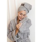 Bukle Bornoz, Şal Yaka Bornoz ,%100 Pamuklu Kadın / Erkek Unisex Bornoz - XL - Gri