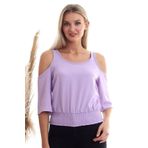 Buklemoda DS20333451 Ayrobin Omuzu Açık Beli Lastikli Kısa Kol Bluz Lıla