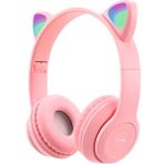 Bukrem Store P47M Bluetooth 5. 0 Katlanabilir Kafaüstü Kulaklık – LED Işıklı, Tf Kart & Aux, Hd Mikrofon – Android & Apple iPhone Uyumlu - Pembe