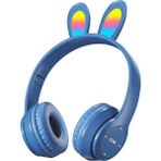 Bukrem Store P47R Bluetooth 5. 0 Tavşan Kulaklı Katlanabilir Kulaklık – Rgb Led, Tf Kart & Aux, Hd Mikrofon – Android & Ios Uyumlu - Lacivert