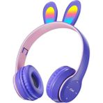 Bukrem Store P47R Bluetooth 5. 0 Tavşan Kulaklı Katlanabilir Kulaklık – Rgb Led, Tf Kart & Aux, Hd Mikrofon – Android & Ios Uyumlu - Mor