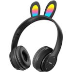 Bukrem Store P47R Bluetooth 5. 0 Tavşan Kulaklı Katlanabilir Kulaklık – Rgb Led, Tf Kart & Aux, Hd Mikrofon – Android & Ios Uyumlu - Siyah