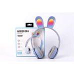 Bukrem Store P47R Tavşan Kulaklı Rgb Işıklı Bluetooth 5.0 Kablosuz Kulaklık - Mavi