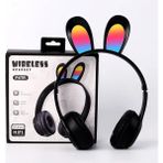 Bukrem Store P47R Tavşan Kulaklı Rgb Işıklı Bluetooth 5.0 Kablosuz Kulaklık - Siyah