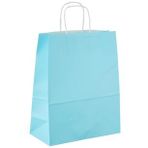 Büküm Saplı Kraft Kağıt Çanta Karton Hediyelik Poşet Torba - Açık Mavi -18X24 Cm. - 25 Adetlik Paket