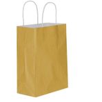 Büküm Saplı Kraft Kağıt Çanta Karton Hediyelik Poşet Torba - Altın - 18x24 Cm. - 25 Adetlik 2 Paket